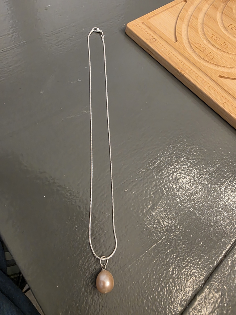 Sterling Silver Necklace with Champagne Pearl Pendant